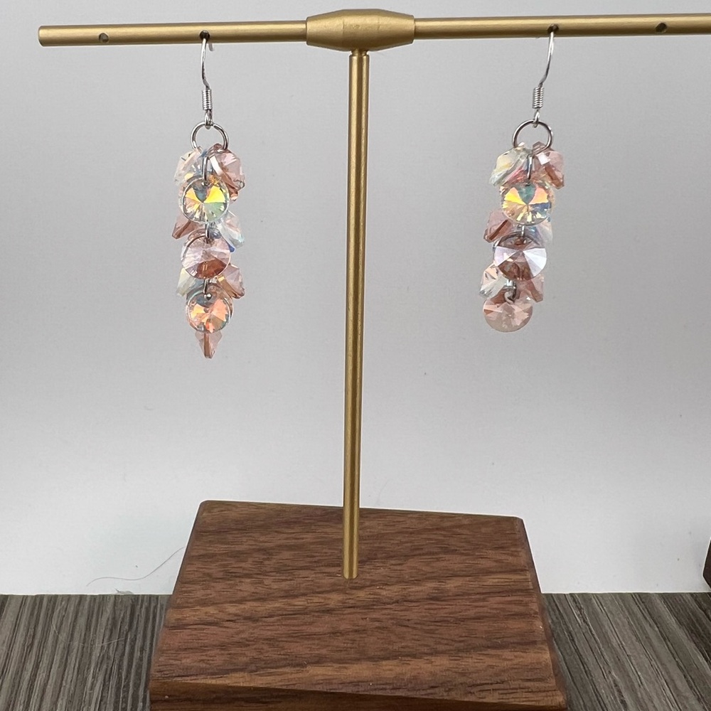 Elegant Pink Crystal Dangle Earrings